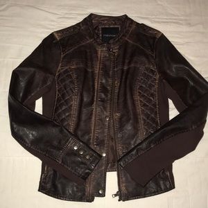 Brown Maurices Faux Leather Quilted Jacket-EUC!